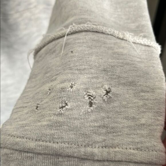 Free People Distressed Rips Holes Cropped Zipper Gray Women's Hoodie Sweatshirt - Picture 5 of 12